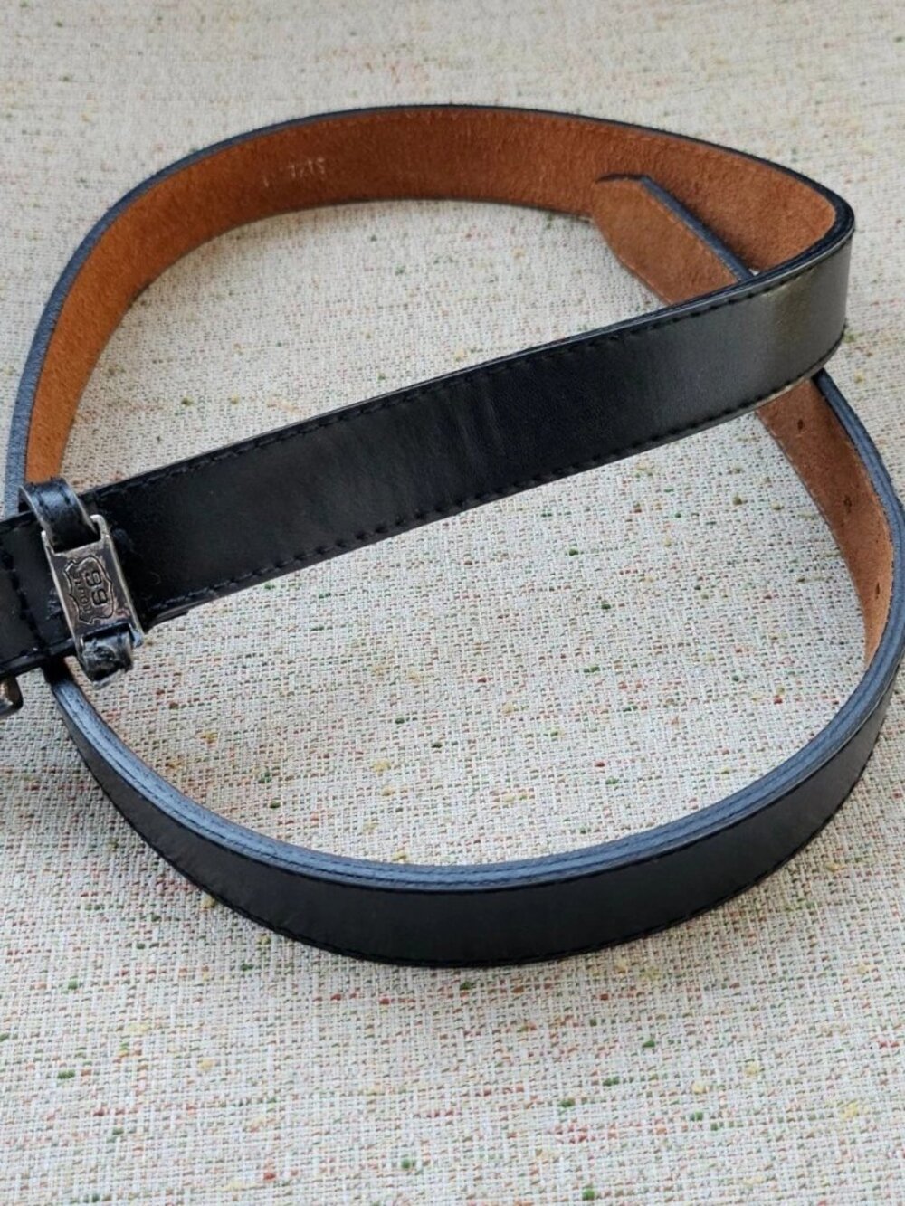 Vintage Route 66 Belt Black Genuine Leather Unisex Belt Waistband Size 30 inches - Picture 7 of 11